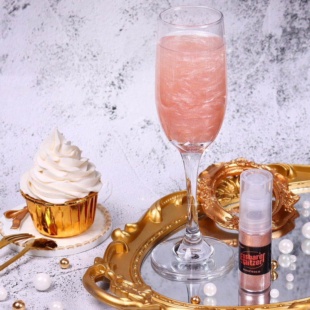 Sclipici comestibil - 10G, Sclipici auriu-roz pentru băuturi, pudră cu sclipici comestibilă, pudră de colorant alimentar, pudră aurie, pudră cu sclipici metalic, spray cu sclipici pentru cocktailuri, ciocolată, prăjituri, fondant