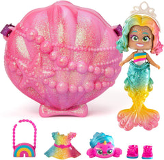 Mermaids Coral Meerjungfrauen-Puppe med 1 Muscheltasche, 1 Meerjungfrauenschwanz, 1 Haustier, Kleidung, Accessories og Schuhe