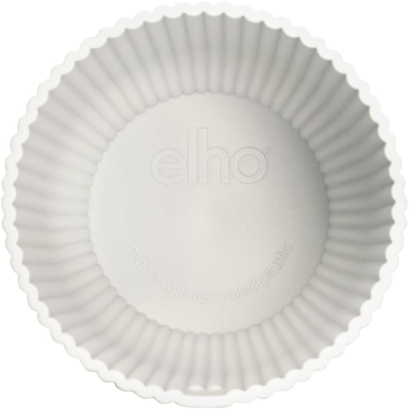 Ghiveci elho Vibes Fold Round Mini 9 - Ghiveci de flori de interior - 100% plastic reciclat - Ø 9,3 x H 8,8 cm - Alb/Alb mătăsos
