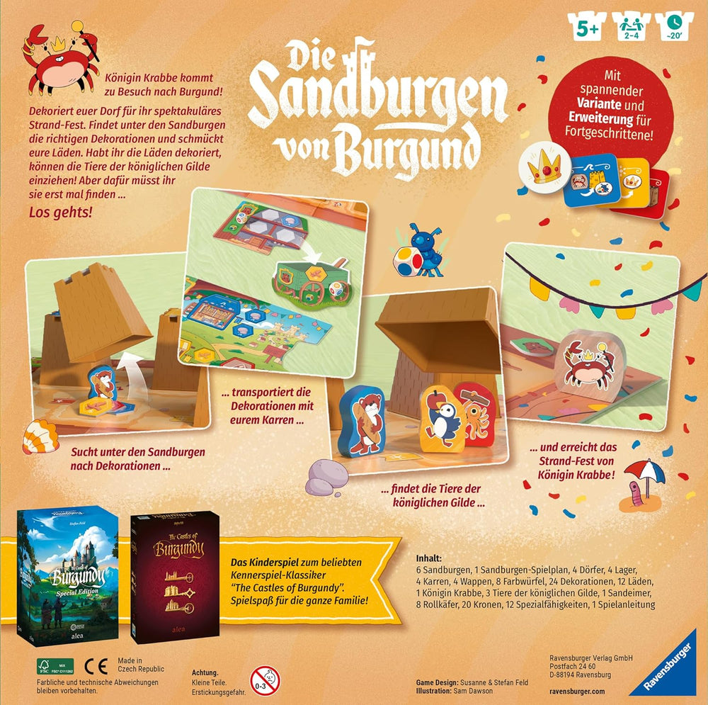 Ravensburger 24687 Burgundy Sandcastles - Spil for børn fra 5 år og opefter, for 2-4 spillere