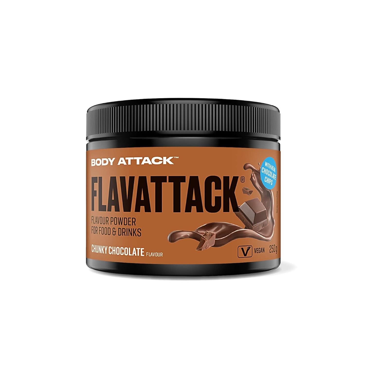 Body Attack Flavattack®, Double Choc Brownie, 250G / 83 portioner Aromas Naty Shop 250 gram Chokolade med chokoladestykker