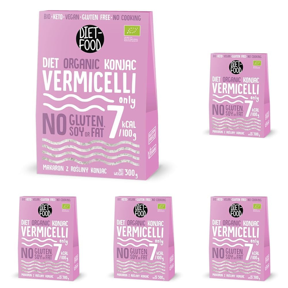 DIET-MAD Økologisk Shirataki Konjac Instant Rice, Low Carb, Low Calorie, Vegan, Fedtfri, Sojafri, Glutenfri, Keto-venlig, Slankende, 300 gram