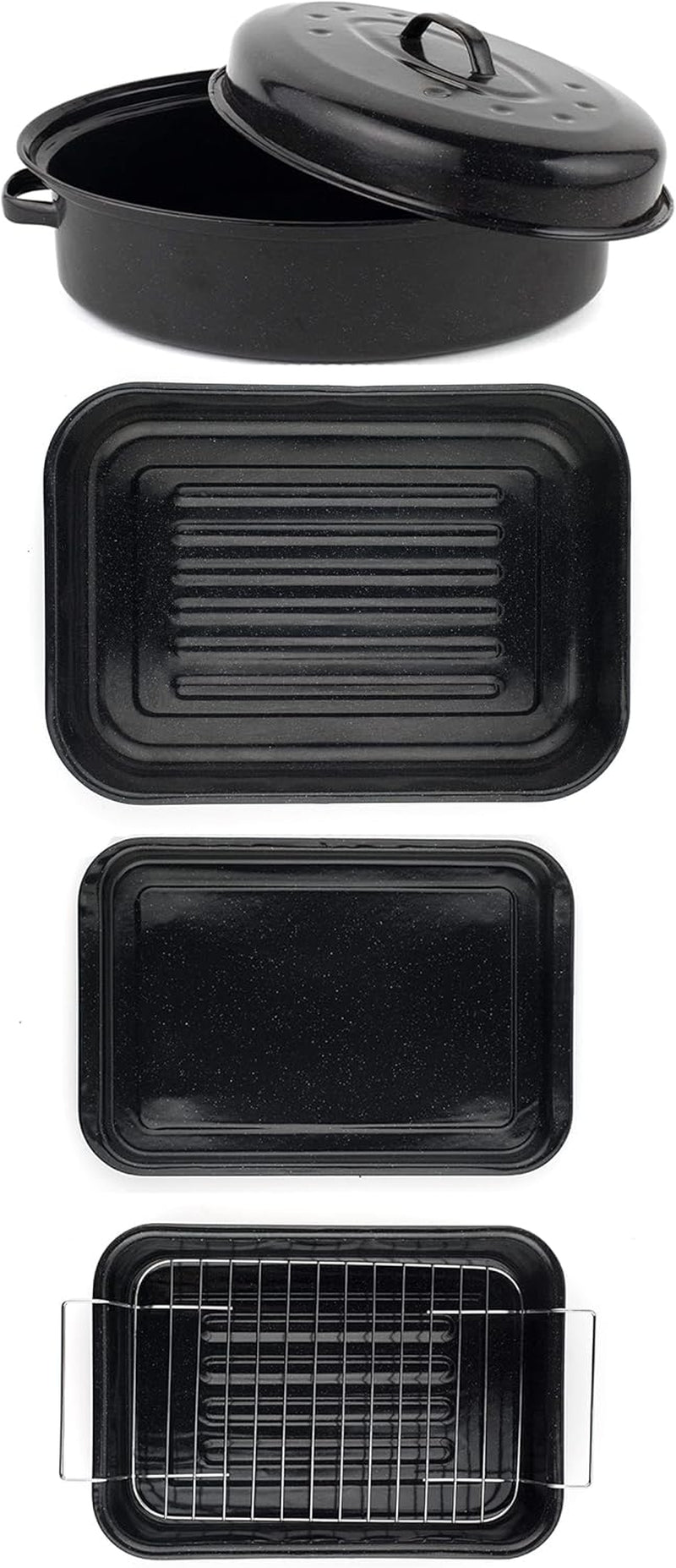 Russell Hobbs CW9161 Romano 34Cm Emalje Bräter - Mit Gitter, Rechteckige Auflaufform Mit Rost, Spülmaschinenfest Ofenform, Grill Auflaufform, Bratform Für Backofen Ofenbeständig Bis 230 Degree Forme og bakker til bagning Naty Shop Einheitsgröße