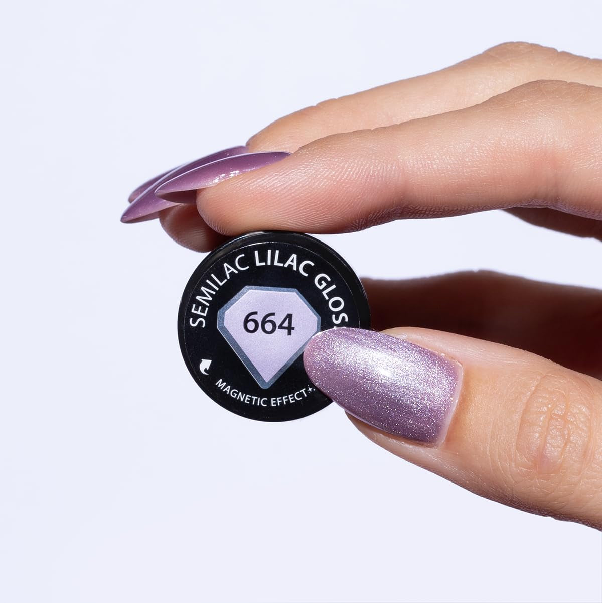 Semilac UV Nail Polish 664 Lilac Gloss 7 ml – Cat Eye Effect, Unikke refleksioner med magnetisk værktøj – Gloss Gala Collection