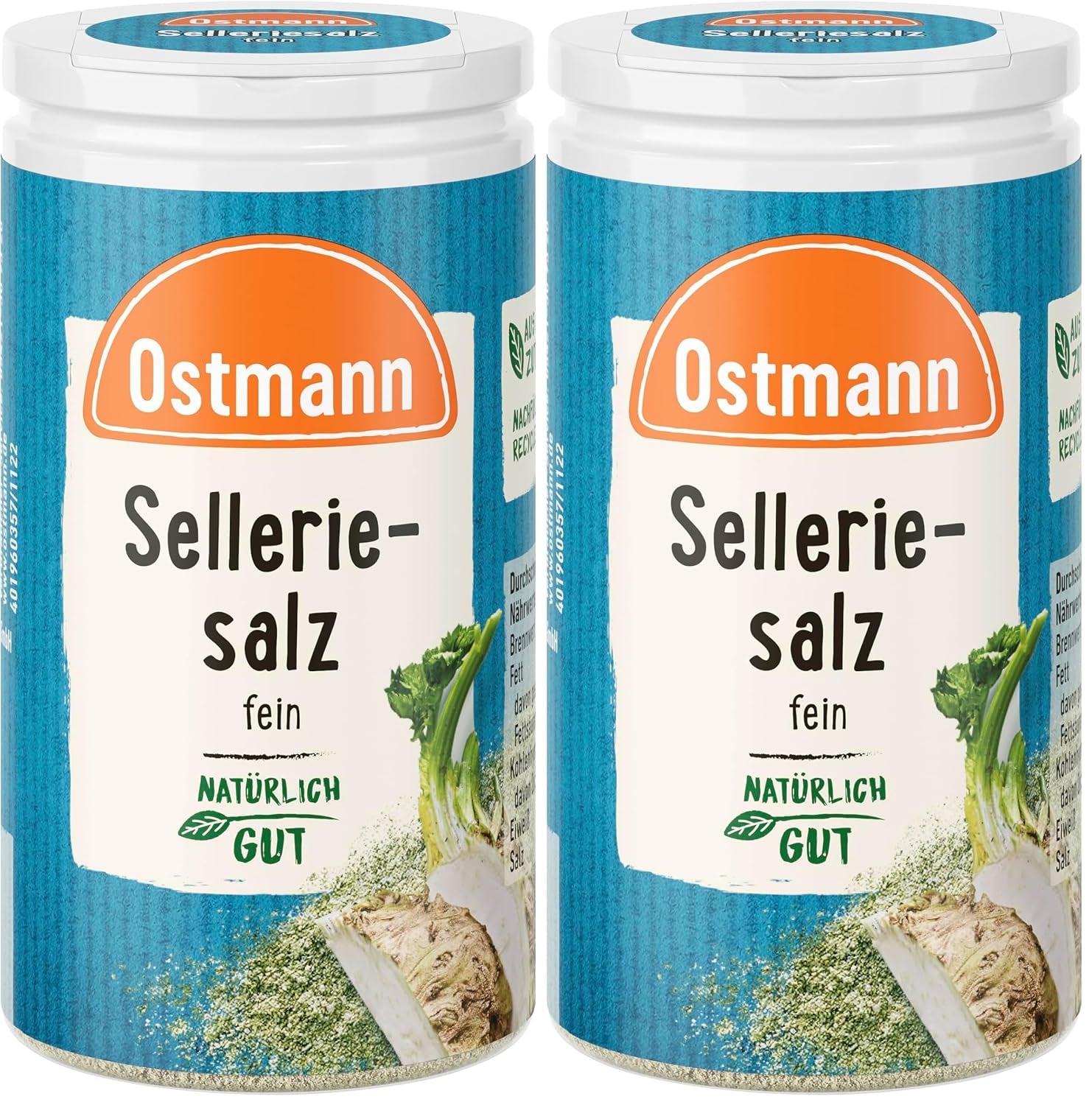 Ostmann Gewürze - Selleriesalz | Zum Verfeinern zährlicher herzhafter Gerichte | Recyclebare, nachfüllbare Streudose | 50 g i en si