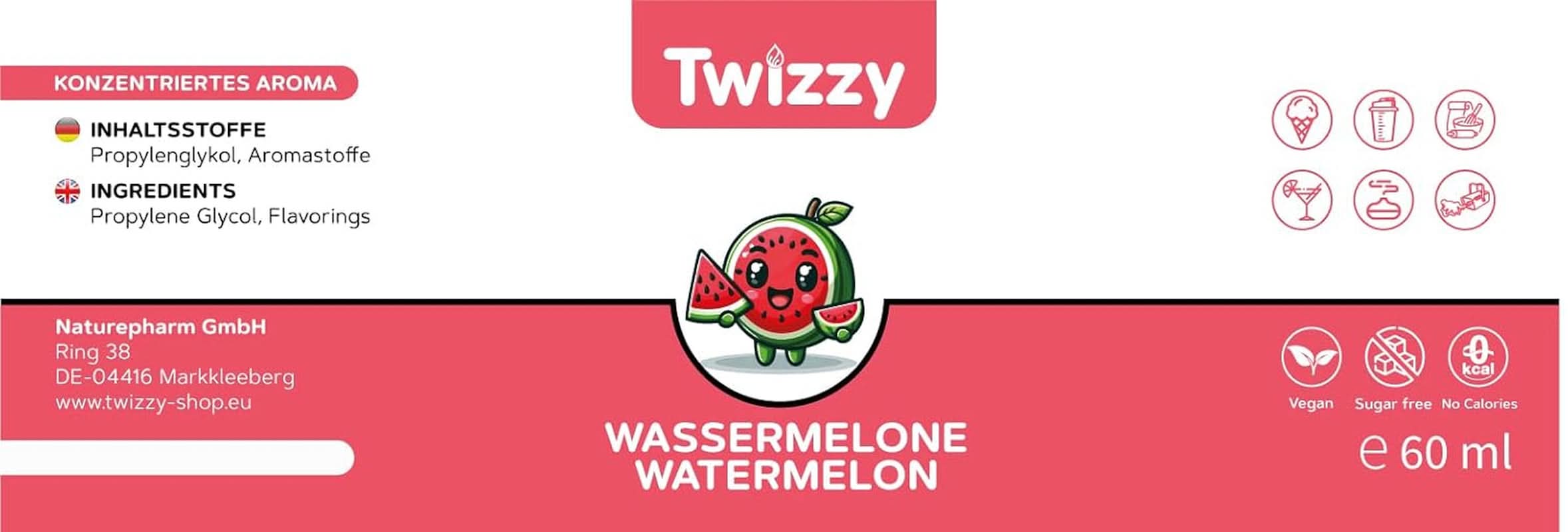 Twizzy Watermelon, Food Flavoring - 60 ml - Intens aroma Arome Naty Shop