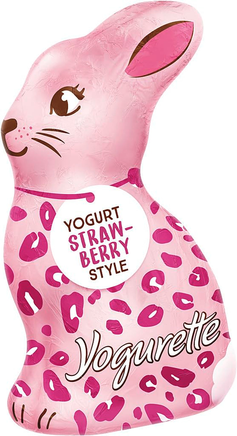 Påskehare med yoghurt 75 g – Chokoladehare til påske – Hvid chokolade med yoghurt og frugtagtige jordbærchips – Chokoladehare til påske og påske Kurv – Chokoladegave – påskegave