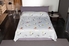 Kanguru Seng, sengetæppe, fleece tæppe til dobbeltseng, mikrofibertæppe, Snoopy Peanuts GREY, 230X230Cm, sommertæppe, soveværelse sengetæppe Senge og tæpper Besuche den Kanguru-Store