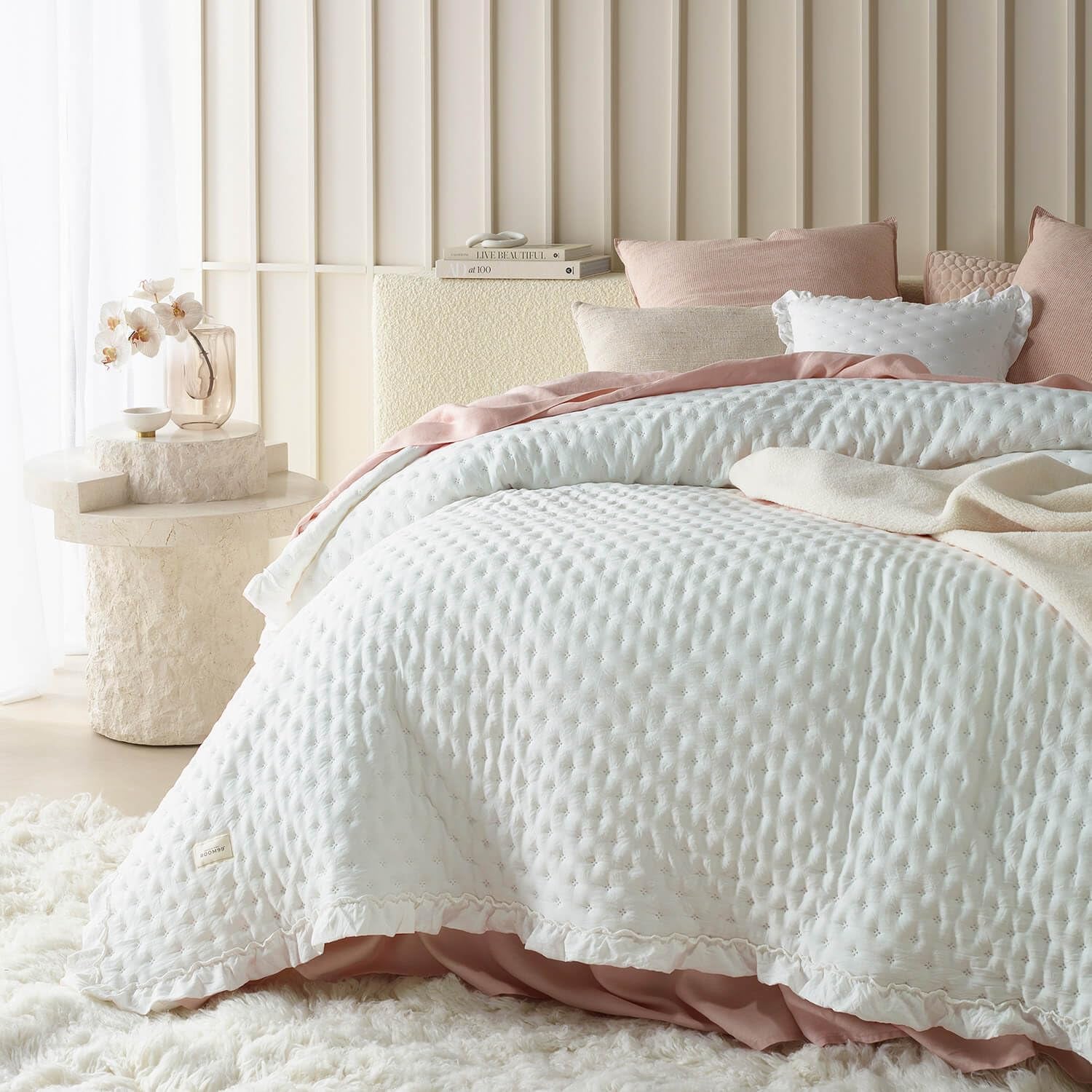 Molly Cuvertură de pat elegantă în roz pudră 170 X 210 cm Cuvertură de pat versatilă ca cuvertură de pat sau canapea Pătură de aruncare pentru pat și canapea Stil de cuvertură Ideal ca cuvertură de pat Paturi si Cuverturi Besuche den ROOM99-Store Ecru 240X260