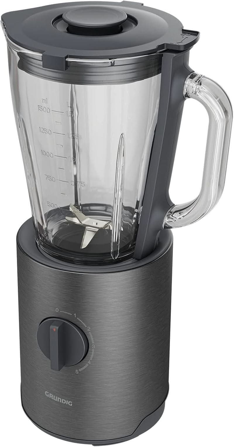 Grundig Delisia Novus SM 7140 Professionel Standmixer, 1,5 liter, 800 Watt, 6-Fach Edelstahlmesser Mit Zirkonium-Beschichtung, 5 Geschwindigkeitsstufen + Pulse-Funktion, Dark Inox/Edelstahl Kitchen Naty Shop