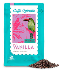 Cafe Quindio Specialty Coffee - boabe de cafea 100% Arabica, Columbia - cu note naturale de vanilie dulce (250g) - ideală pentru cafea filtrată, aparate portafilter sau presă franceză
