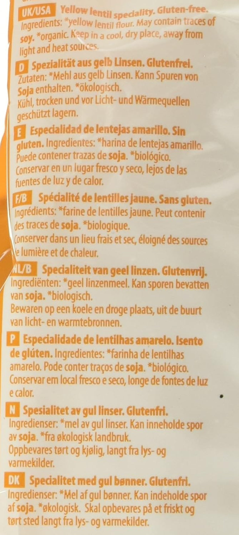 Gul linsepenne, pakke med 12 (12 x 250 g)