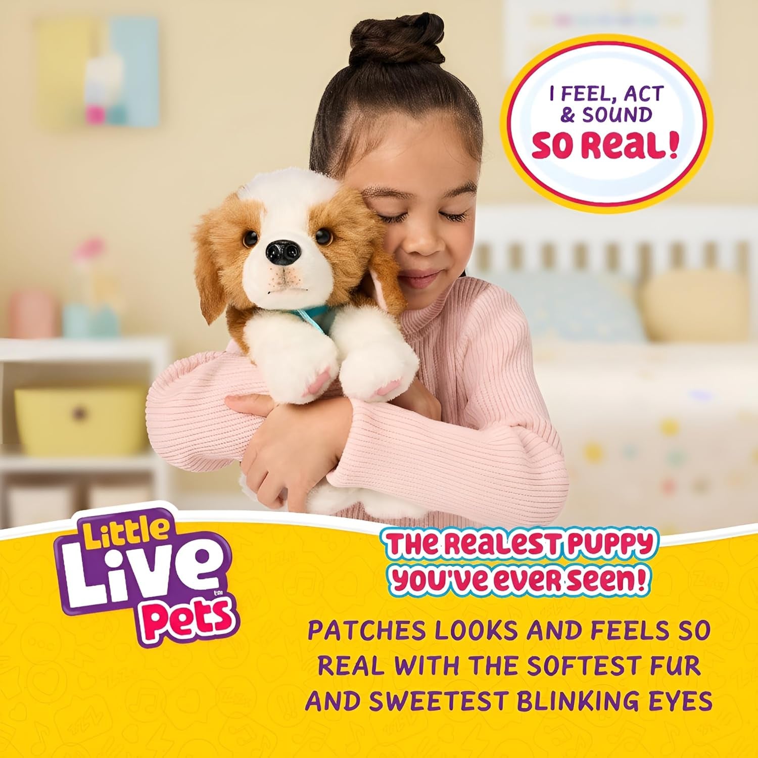 Little Live Pets My Really Real Puppy – Petice; Cățeluș interactiv; peste 60 de sunete/reacții; aspect realist; 1 din 72 de variante; set de joacă cu geantă de transport; baterii incluse; vârste 5+