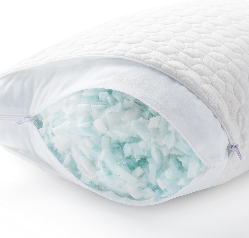 Pernă LUCID 40 X 80 cm cu umplutură hibridă din spumă de memorie mărunțită și microfibră - umplutură detașabilă, reglabilă - husă lavabilă - pentru dormit lateral, pe spate și pe burtă Perne standard Naty Shop