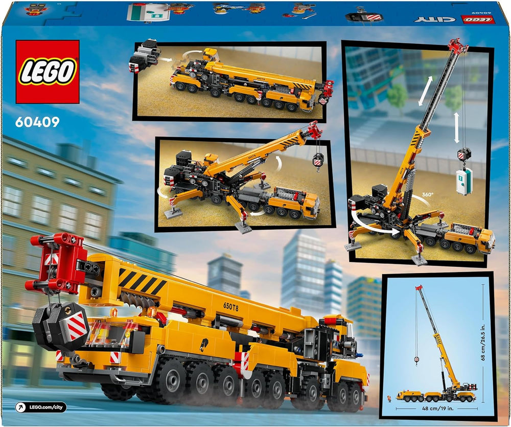 LEGO City Mobile Construction Crane Byggelegetøj til drenge og piger Kreativt børnegave Lang forlængelig arm 4 bygningsarbejder minifigurer til rolleleg 60409 Byggesæt Besuche den LEGO-Store