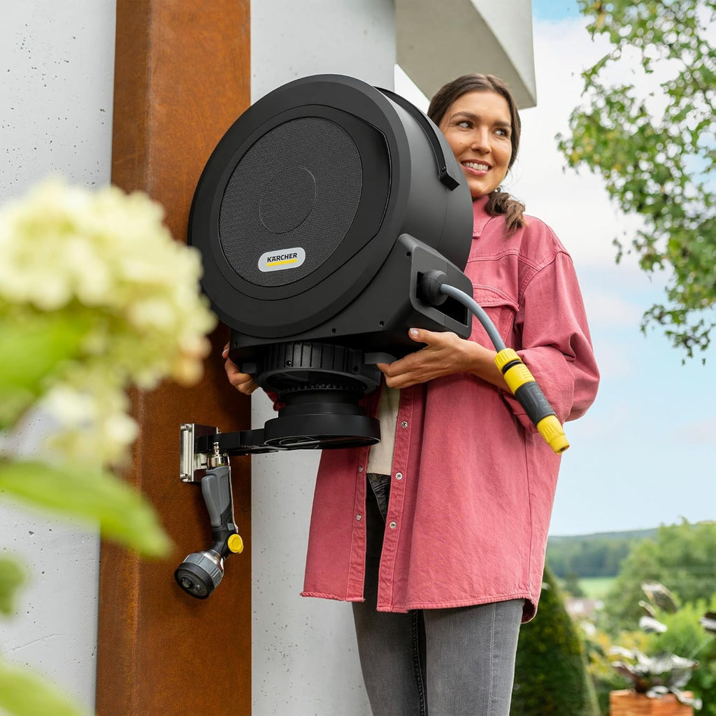 Cutie automată pentru furtun Kärcher HBX 5.35: furtun de 35 m, furtun de conectare: 1,5 m; retragere automată a furtunului, convenabilă și flexibilă, neagră