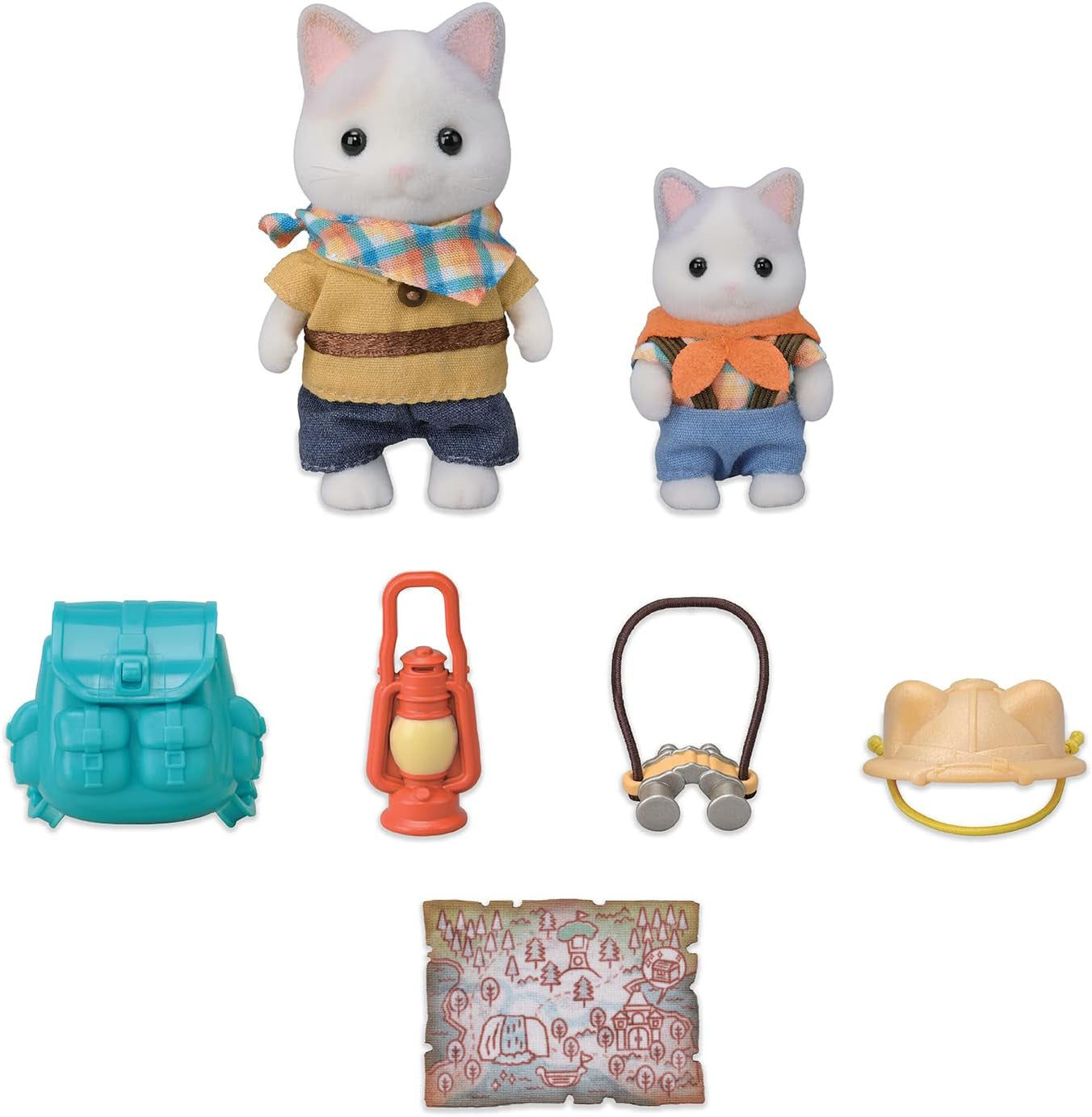 Sylvanian Families - 5763 Set explorator de aventură cu două figuri, pisici de lapte, tată și băiat, figură de animale, jucărie detaliată pentru copii de la 3 ani Papusi Naty Shop