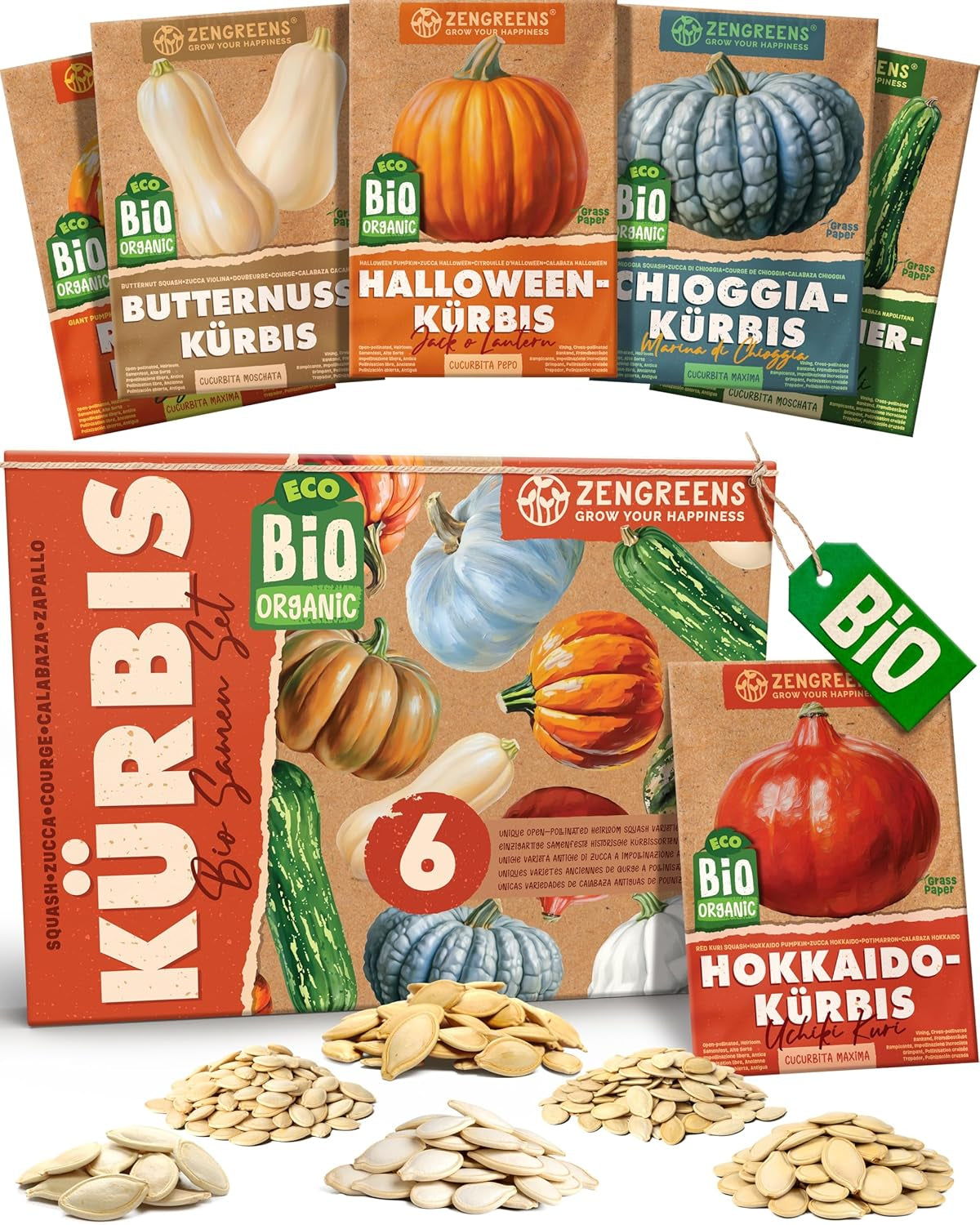 Økologiske basilikumfrø i et sæt med 6 - 6 basilikumfrø til nem dyrkning i haven, balkonen eller højbedet - Plantefrø - Frøplanter