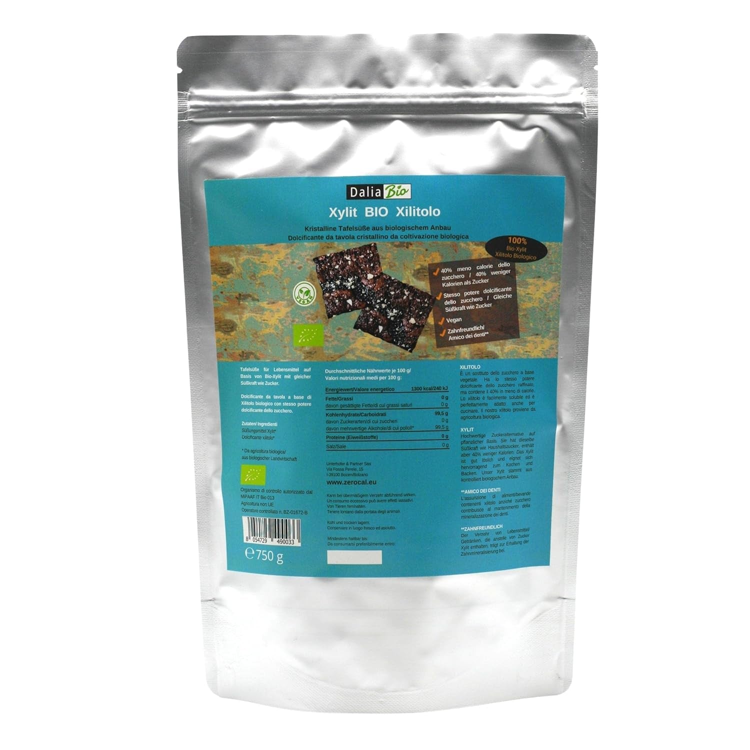Bio Xylit Bio | Aus Biologischer Landwirtschaft | 40 % Weniger Kalorien | Zahnfreundlich | Ideal Zum Kochen Und Backen, 750 G Indulcitori Naty Shop Default Title