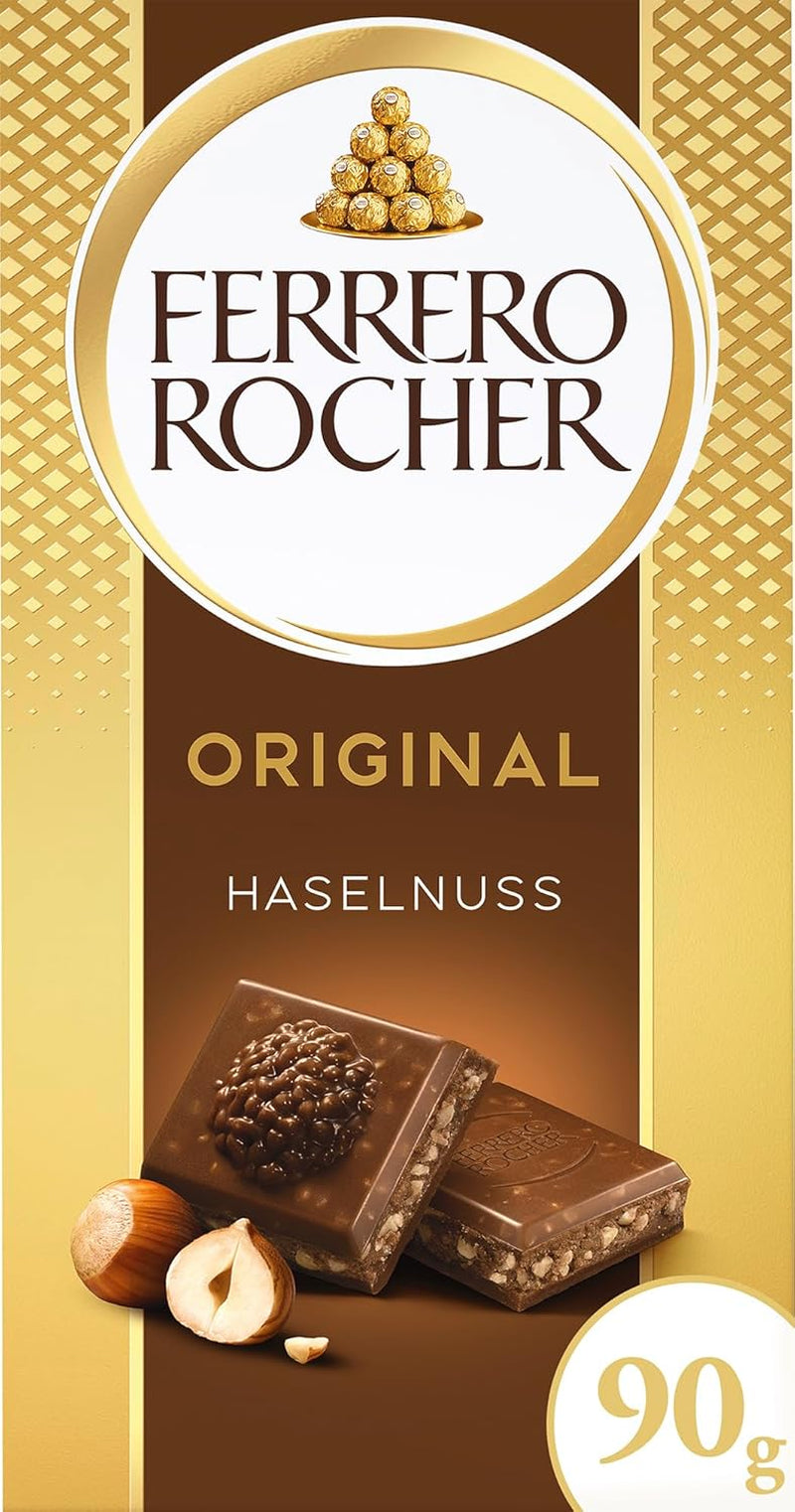 Ferrero Rocher Bar - Hvid chokolade med hasselnød - Valentinsdagsgave til ham og hende - 1 chokoladebar x 90 g