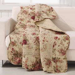 Greenland Home Antique Rose - klassisk, traditionelt blomstermønster - 100% bomuld, quiltet, tæppe, 127 X 152,4 cm, ecru Senge og betræk Greenland Home Fashions
