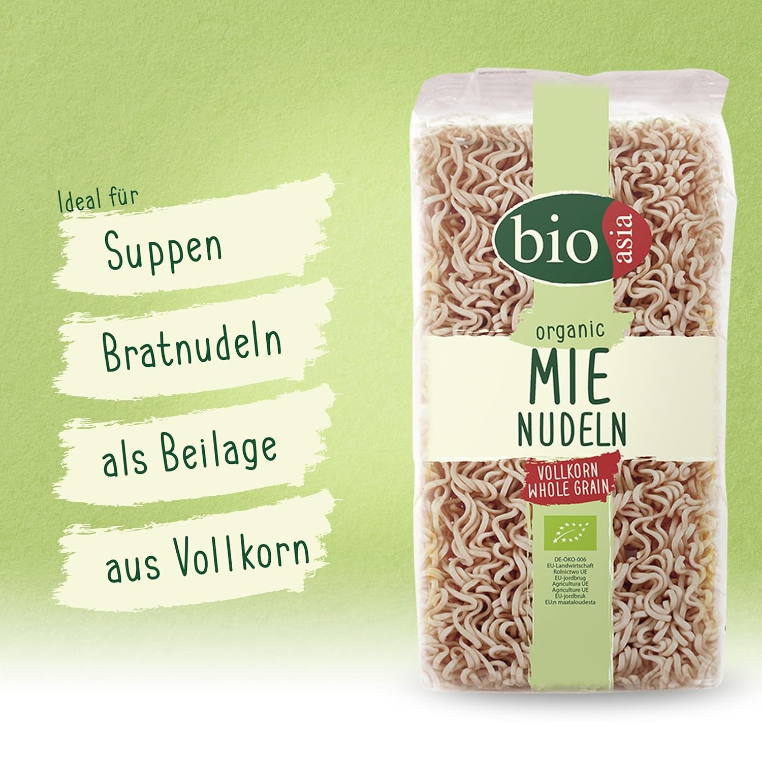 BIOASIA Bio Mie Nudler, lavet af fuldkorn, hurtig og nem at tilberede (1 x 250 g)