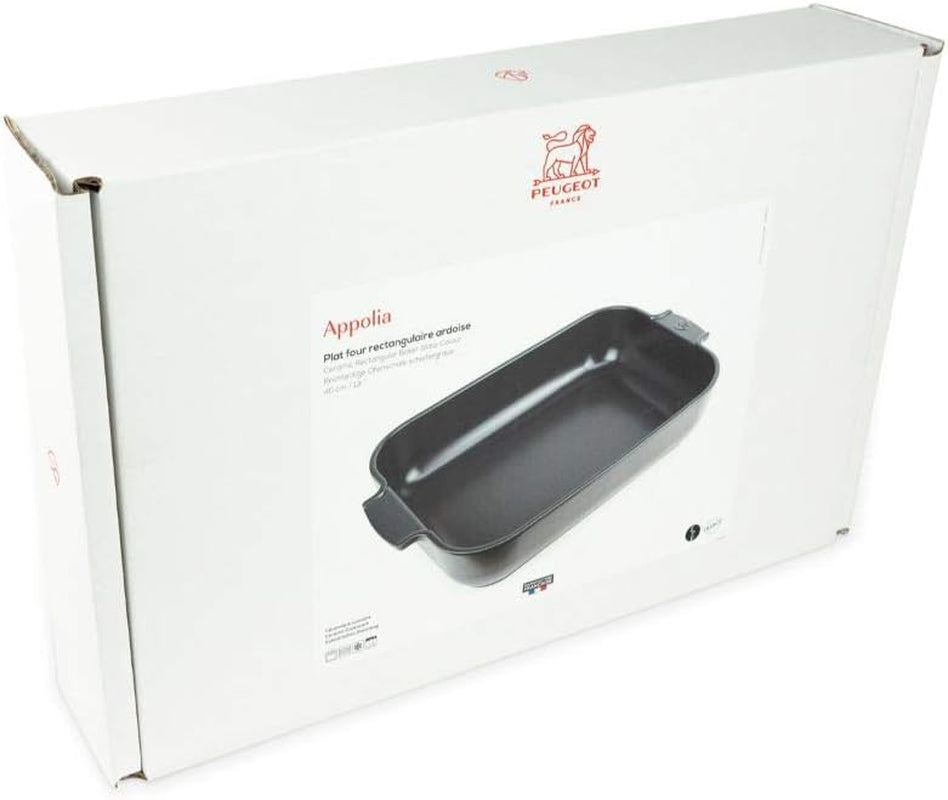 Peugeot Appolia Rechteckige Auflaufform Mit Griffen, Keramik, Schiefer / Grau, 8,3X40,5X27,2 Cm, Fassungsvermögen: Ca. 4 L, 60022 Forme og bakker til bagning Naty Shop