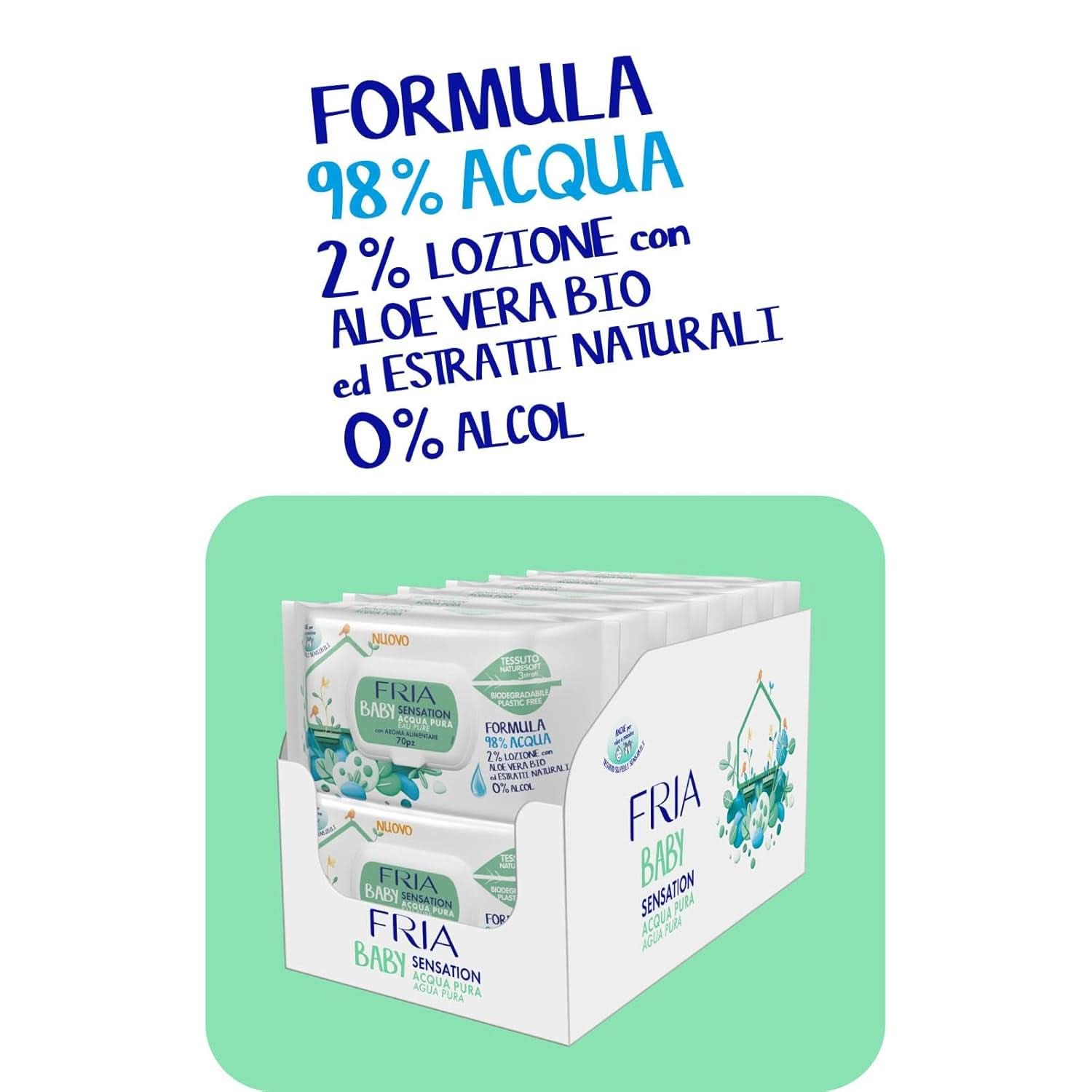Servetele pentru schimbarea scutecelor Baby Sensation cu apa pura, formula cu apa purificata 98% cu efect de curatare a pielii, testate dermatologic, pachet economic Servetele Umede Bebelusi Naty Shop