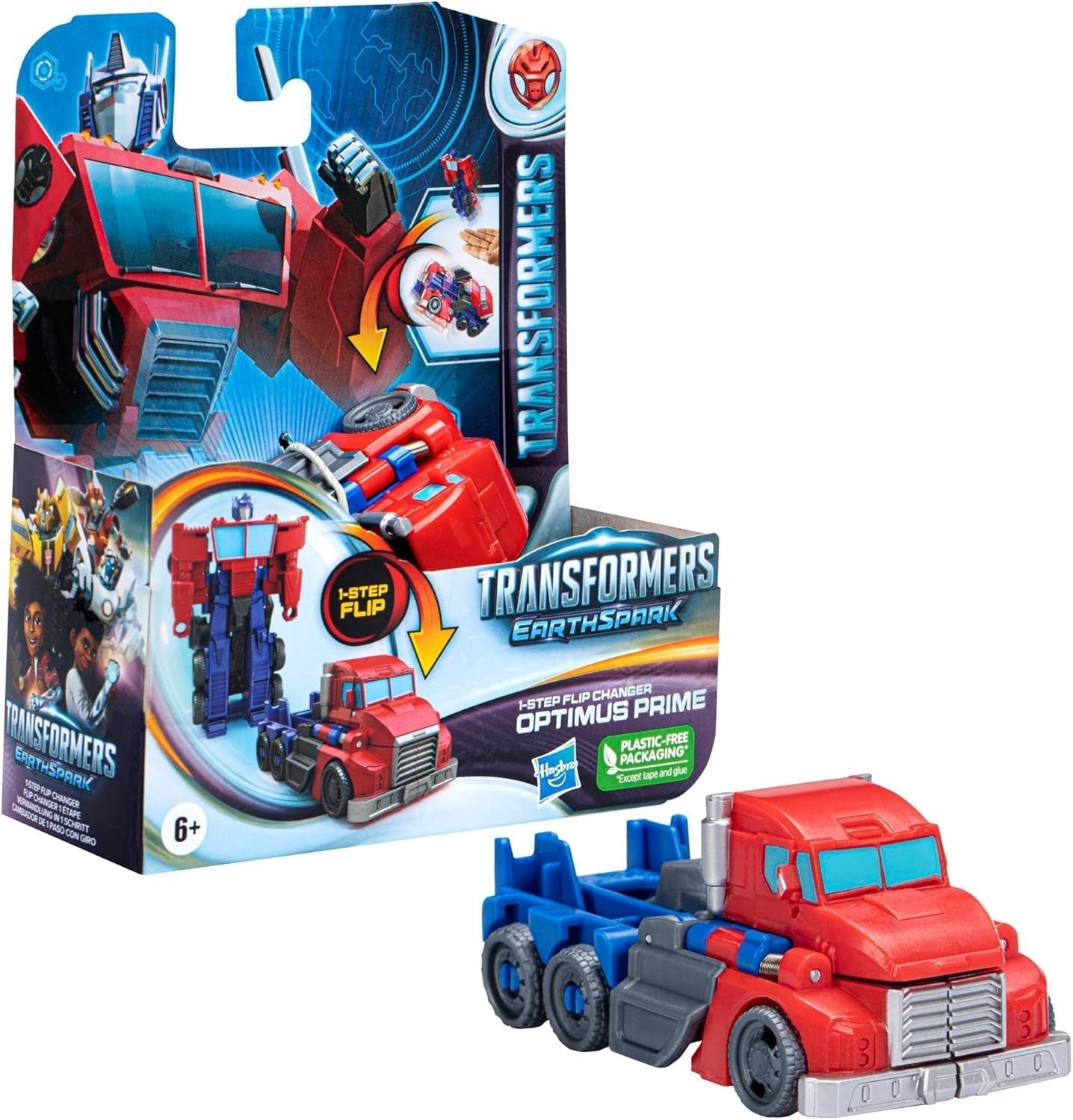 Transformers Earthspark 1-trins Flip Changer Optimus Prime Action Figur (10 cm) Robot Legetøj Alder 6+ Action Figurer Naty Shop Standardtitel