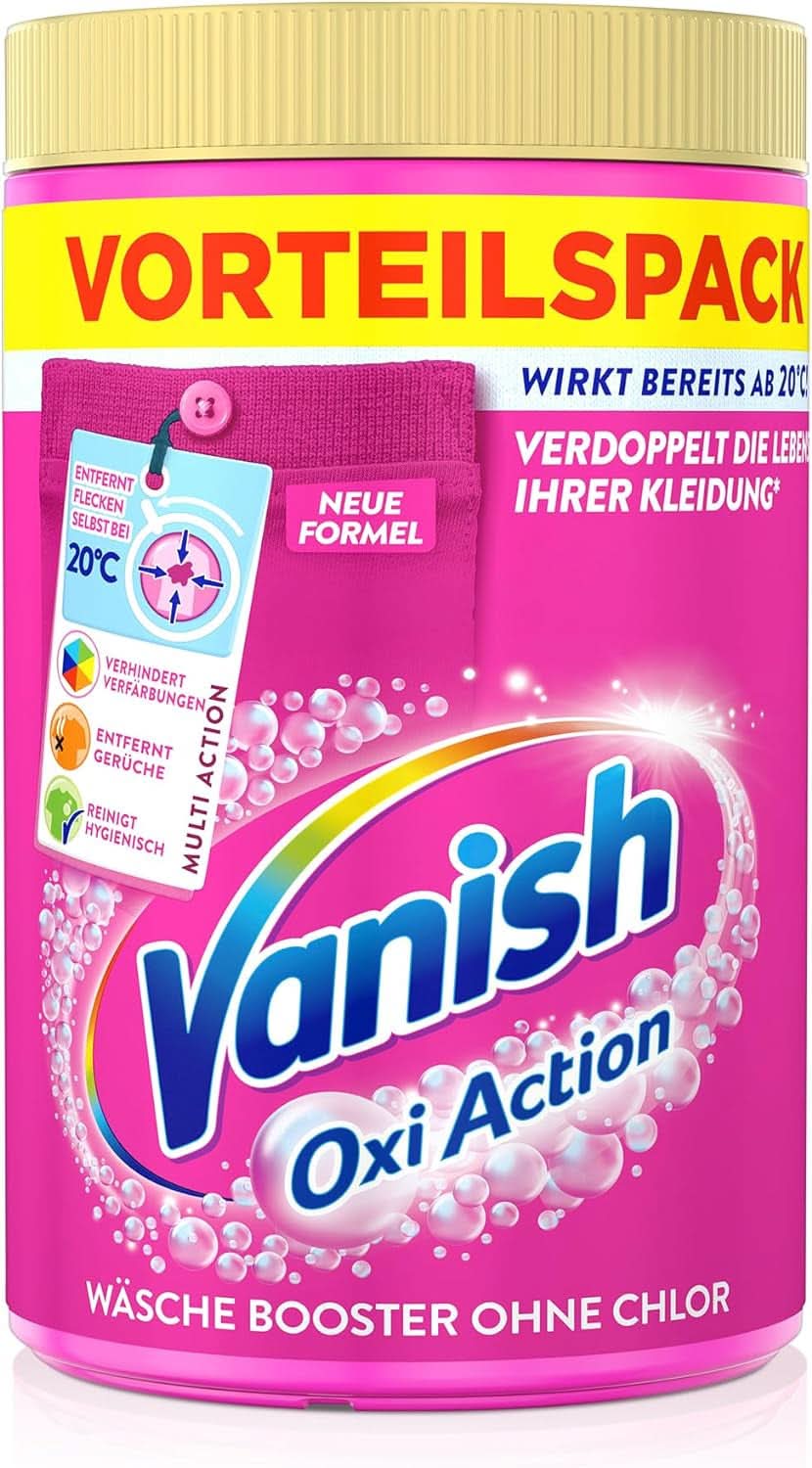 Vanish Oxi Action Powder Pink - 1 X 1,65 Kg - pulver til at fjerne pletter og forbedre vasketøj uden klor - til farvet vasketøj Vaskemidler Naty Shop