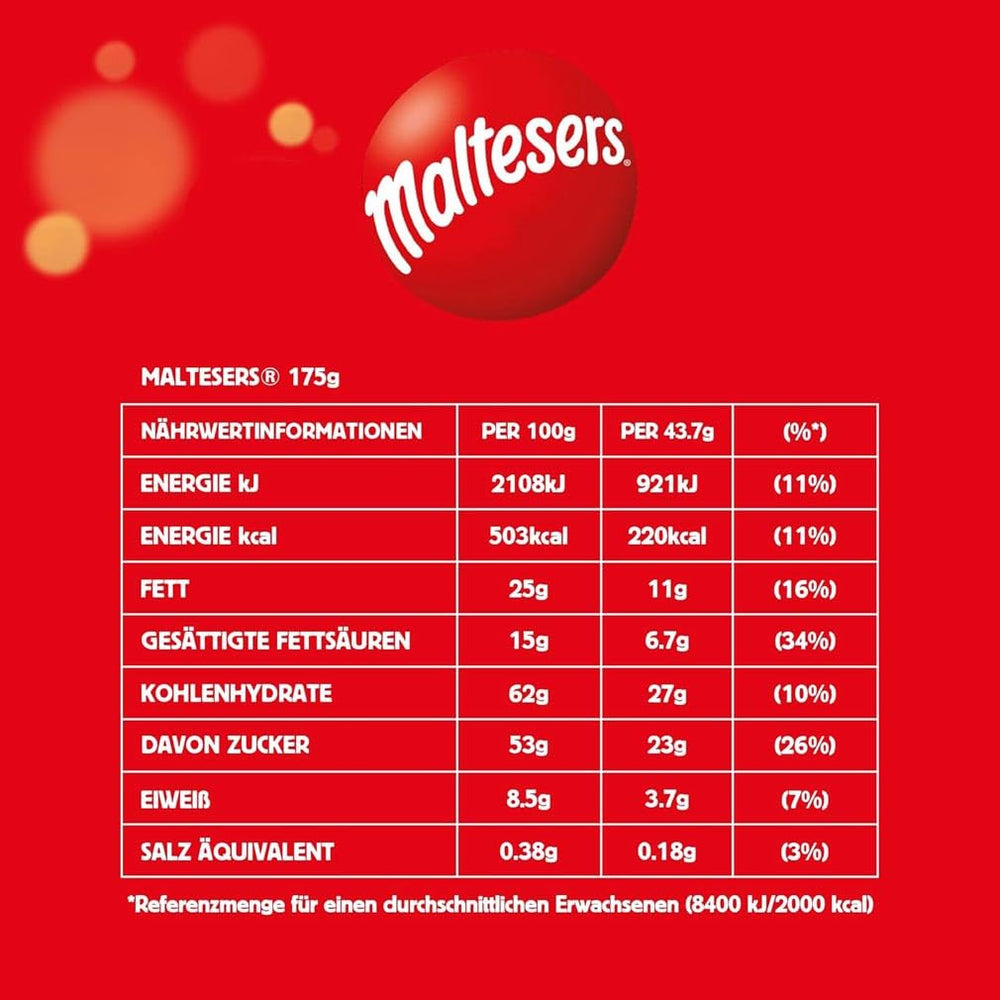 Maltesers chokoladekugler med et sprødt og let center, luftig chokoladesnack, 1 pakke (1 x 175 g)