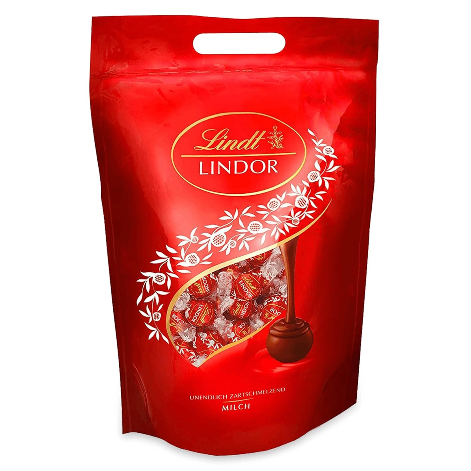 Lindt LINDOR Chokolade med Pistacie | 1 kg genlukkelig pose | ca. 80 mælkechokoladekugler med smeltet pistacie-cremefyld i munden | Bulkpakke, pralinegave