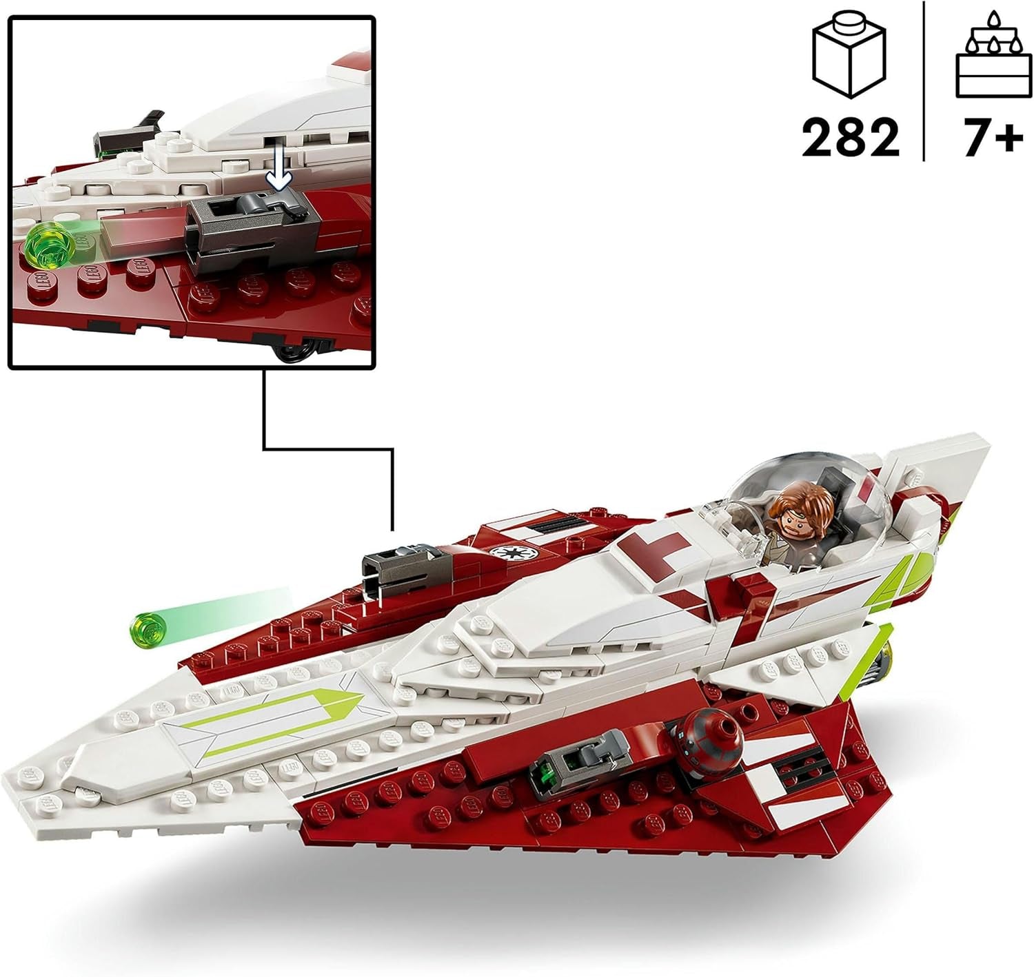 LEGO Star Wars Jedi Starfighter Obi-Wan Kenobi, Bygbart legetøj med Taun We, Droid Figur og Lyssværd, Attack of the Clones Set 75333 Byggesæt Besuche den LEGO-Store