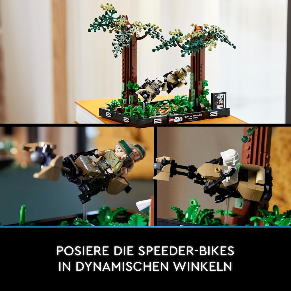 LEGO 75353 Star Wars Pursuit on Endor - Diorama Sæt, Return of the Jedi med Luke Skywalker, Princess Leia & Scout Trooper og Speeder Bikes, 40 års jubilæums byggesæt Besuche den LEGO-Store