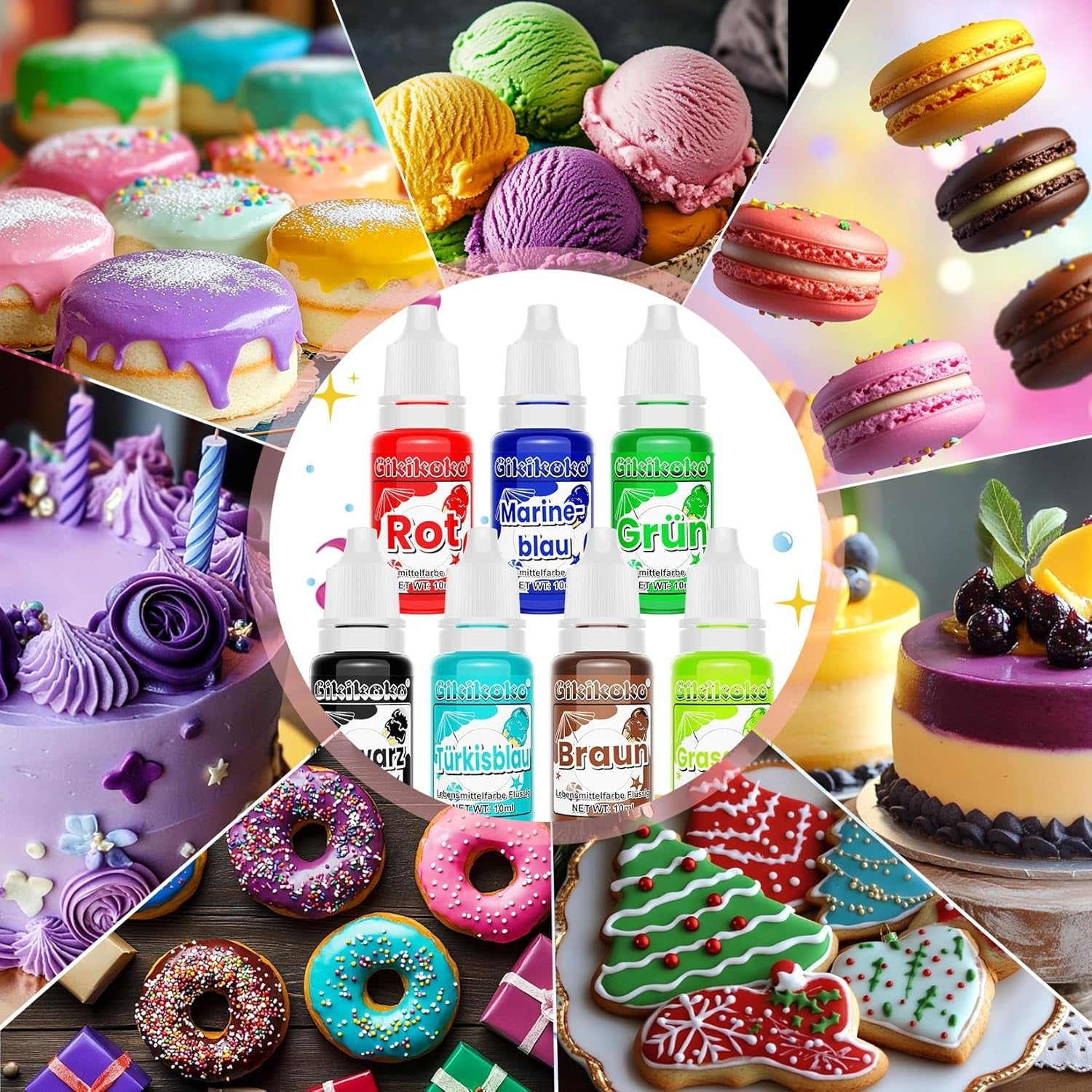 Flydende eller gel madfarver, forskellige størrelser og farver Naty Shop