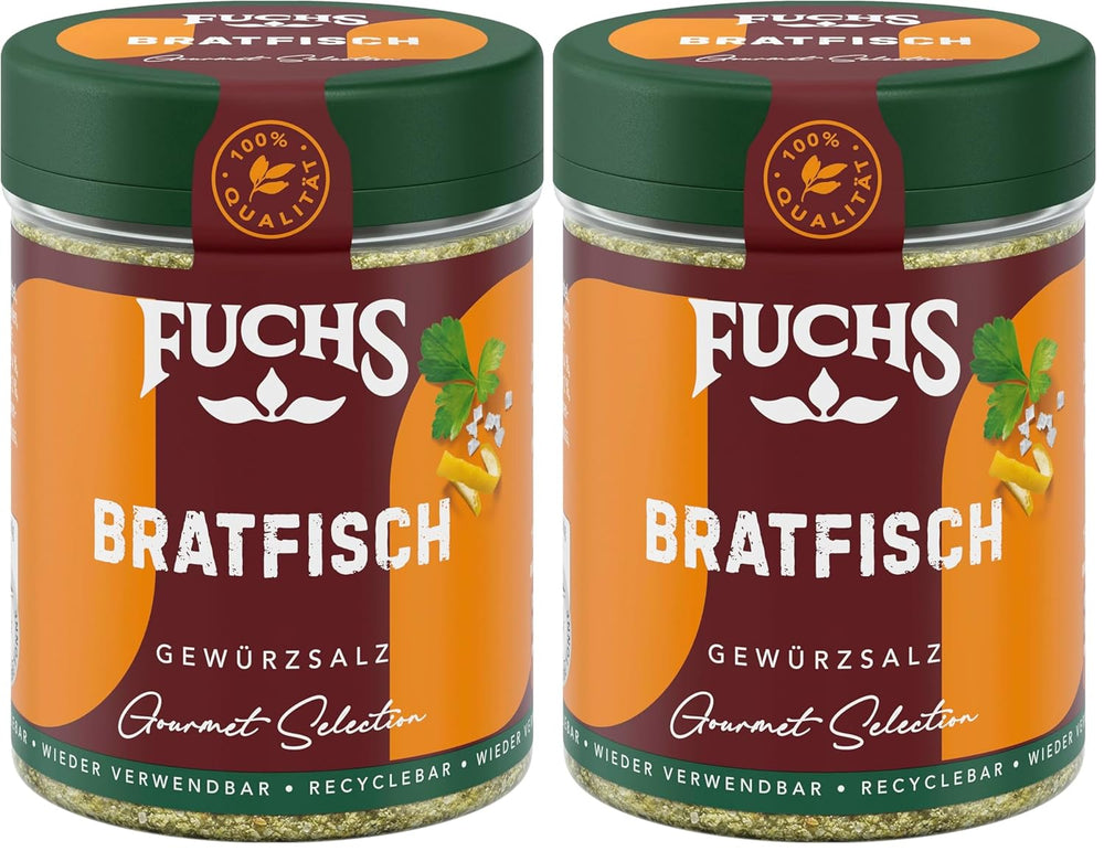 Fuchs Gourmet Selection Klassisch/Heimisch – Bratkartoffel Gewürzsalz, nachfüllbares Kartoffel Gewürz, Salz zum Würzen von Brat- & Ofenkartoffeln, Pommes Frites & Co, vegansk, 70 g
