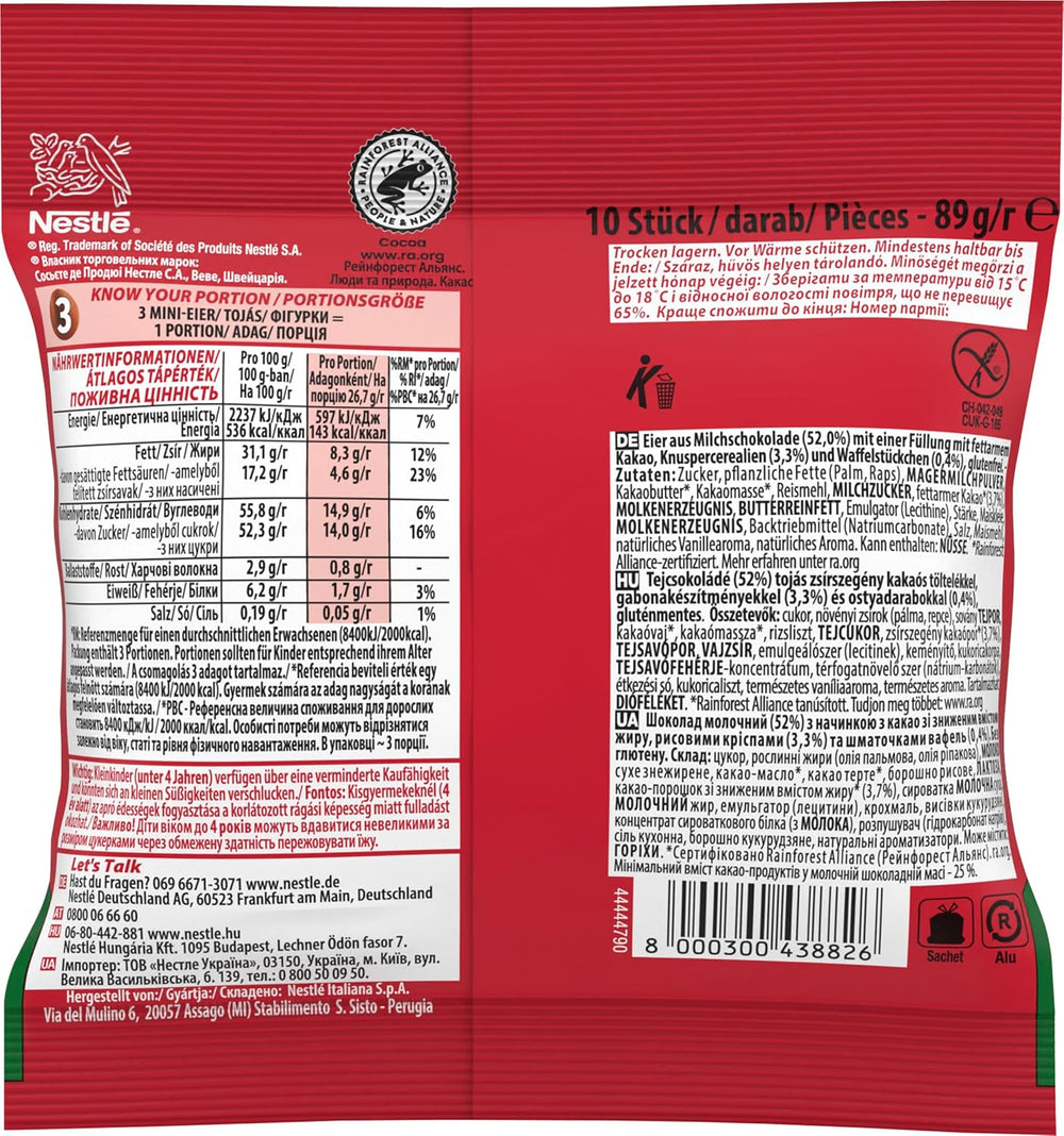 NESTLÉ Mini-æg, små mælkechokoladeæg med cremet fyld og sprøde stykker, 1 pakke (1 x 89g)