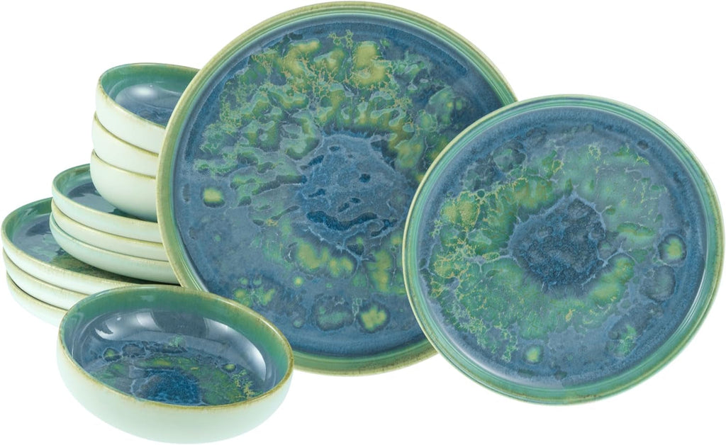 Creatable, 22447, Serie Yuki, 8-Teiliges Geschirrset Für 2 Personen, Teller Set Aus Steinzeug, Spülmaschinen- Und Mikrowellengeeignet, Made in Portugal Seturi vesela masa Naty Shop Teller Set 12 Tlg.
