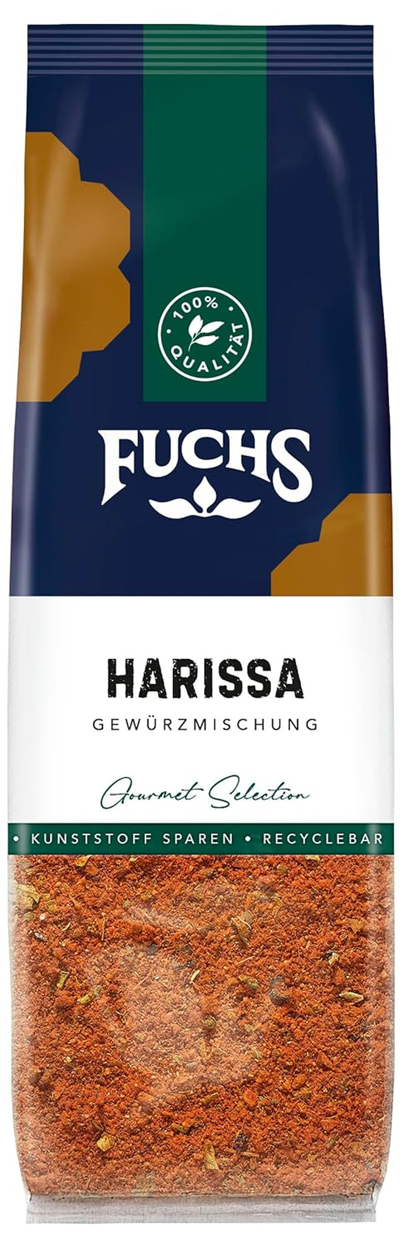Fuchs Gewürze - Harissa Gewürzmischung im genanvendelig Nachfüllbeutel, zum Würzen von Ricegerichten, Couscous, Saucen og Suppen - 60 g