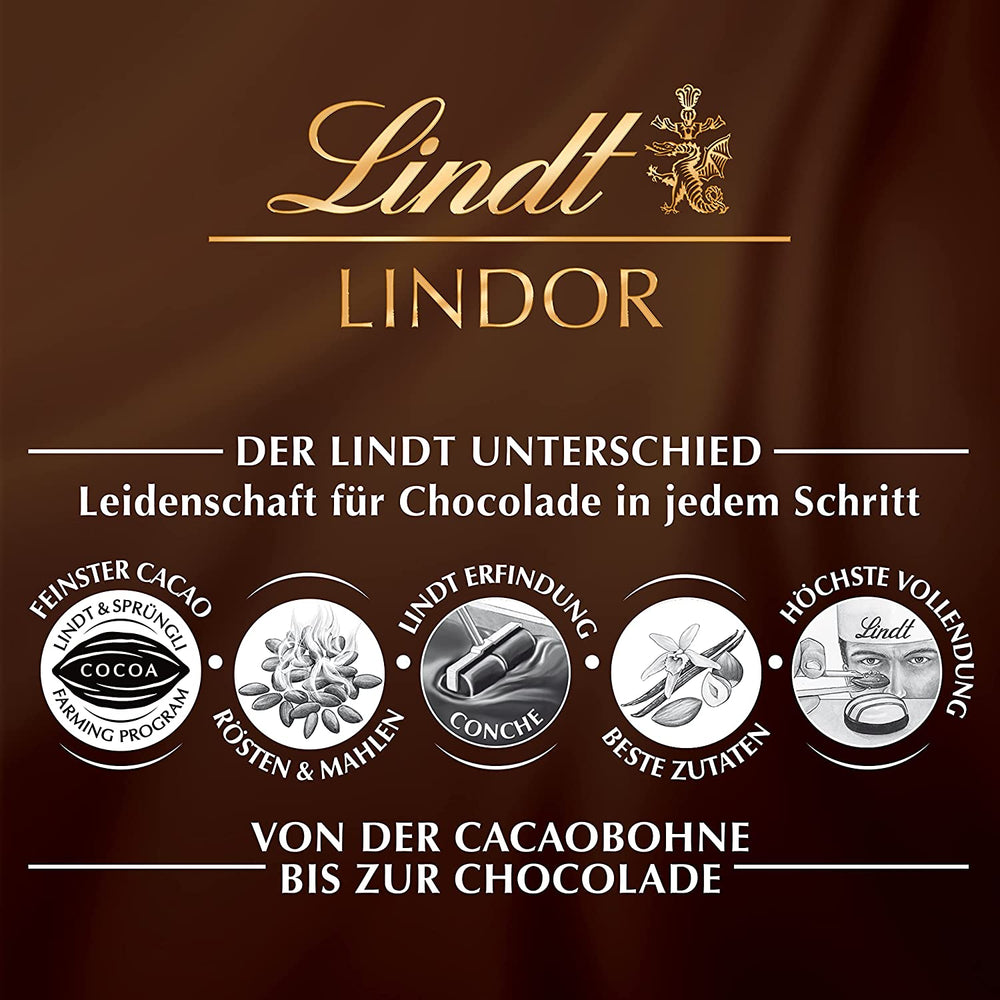Lindt Chokolade Mørk Chokolade Stænger LINDOR | 24 chokoladebarer x 37g | Med et glat, smeltende mørk chokoladefyld med 60 % kakao | Gave af chokolade | Gave af chokolade | Bulk pakke