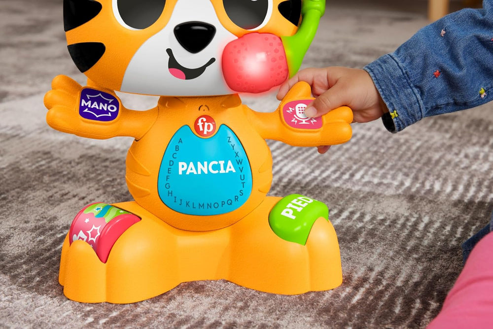 Jucărie educativă Fisher-Price pentru bebeluși și copii mici, Beat Bande Learning & Dancing Tiger Justin cu sunete și lumini pentru copii începând cu vârsta de 9 luni, versiune italiană, HYL04 Jucarii Bebe Naty Shop