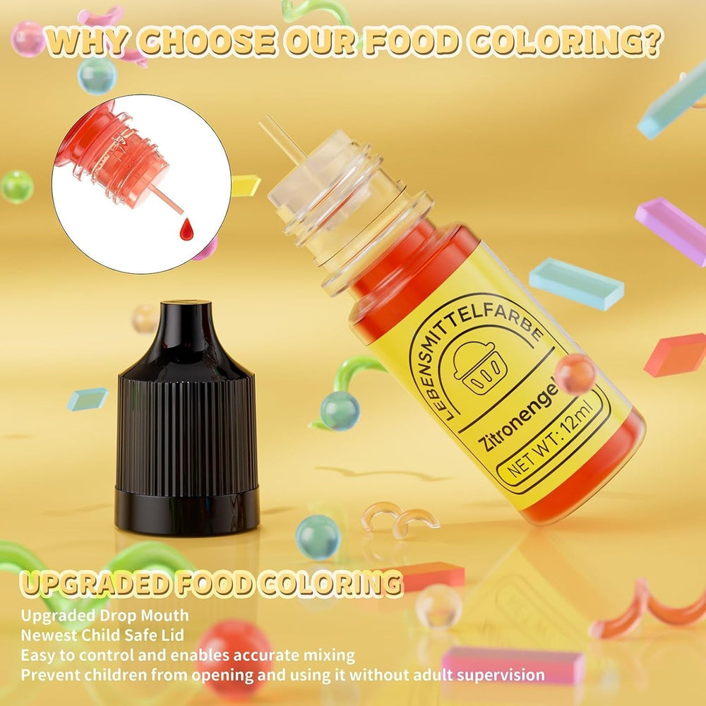 Colorant alimentar 6 culori x 12 ml, colorant alimentar lichid foarte concentrat pentru copt, set de coloranți alimentari pentru fondant, prăjituri de Crăciun, macarons, gogoși, fursecuri (curcubeu)