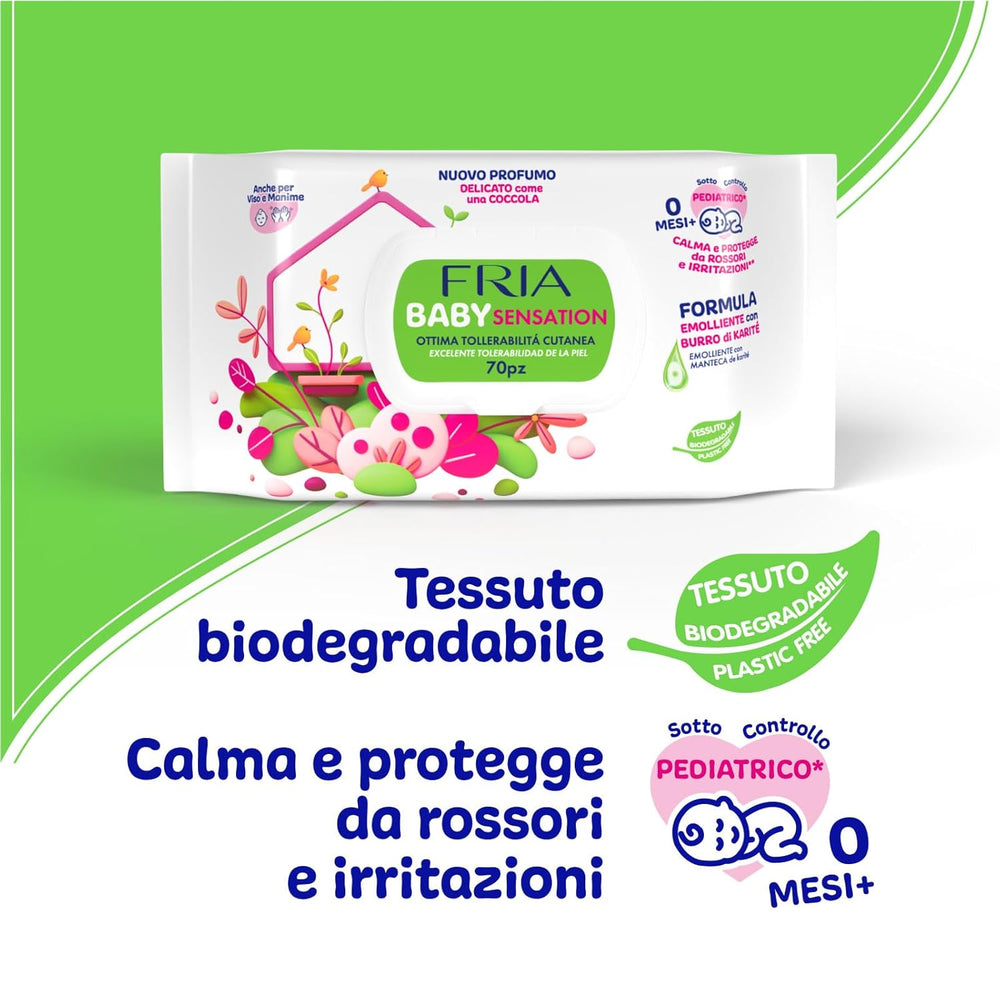 Baby Sensations med låg, 72 vådservietter, renseservietter til personlig pleje, unisex, børn