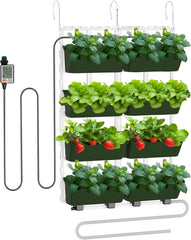 Hængende Vertikale Wand Pflanze, Vertikale Pflanzenwand Balkonbar Pflanzenwand Indendørs med Smart-Timer og Wasserpumpe Blumentopf Wand für Hof Garten Balkon Home Decoration