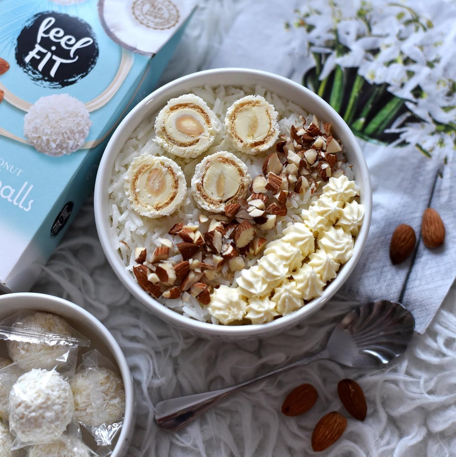 Sukkerfri kokospraliner med mandler, FIT FIT, uden tilsat sukker, 17% protein, 63 g