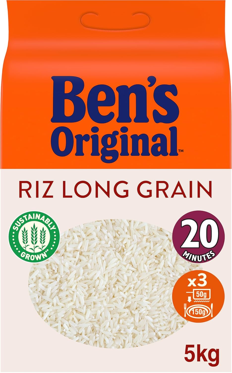 BEN'S ORIGINAL™ langkornet ris, kogt i pose, 9 x 500 g, 20 minutter