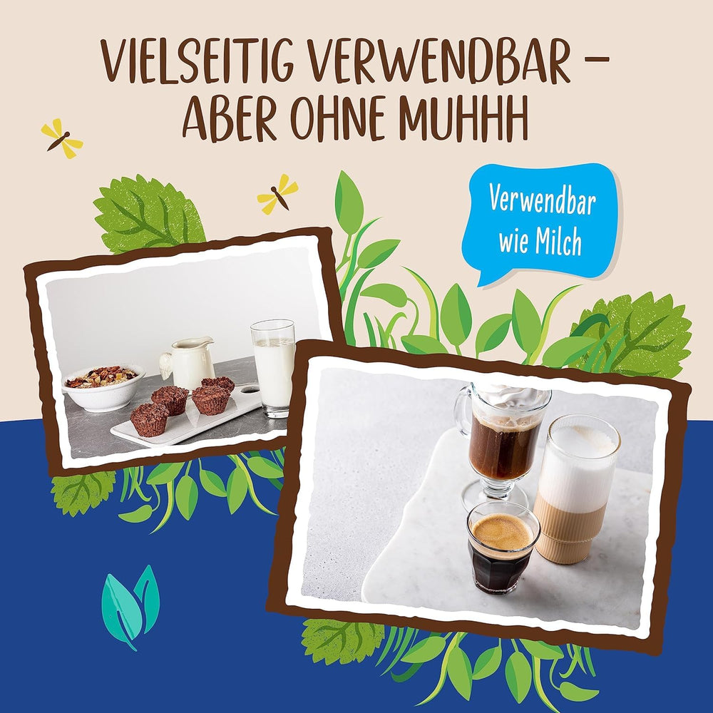 Allos Bio Ohne Muhhh 3,5% | Milchalternative | Drik auf Pflanzenbasis | vegansk | schäumbar | perfekt til kaffe laktosefri | Kilder til calcium og vitaminer | Reich an Protein | 1 liter (6 stykker)