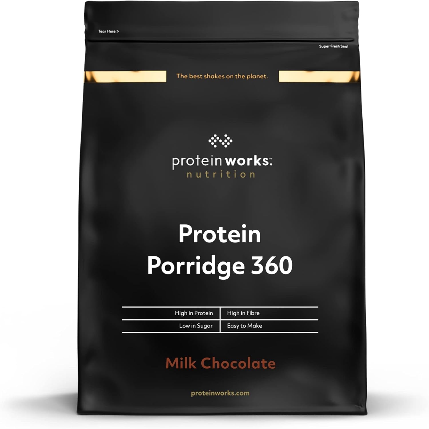 Protein Works - Proteingrød 360​| Myte Yderligere vitaminer og mineraler | Proteinreiches Frühstück | Kalorienarme Haferflocken | 6 portioner | Mælkechokolade 500G Cereal Naty Shop Standardtitel