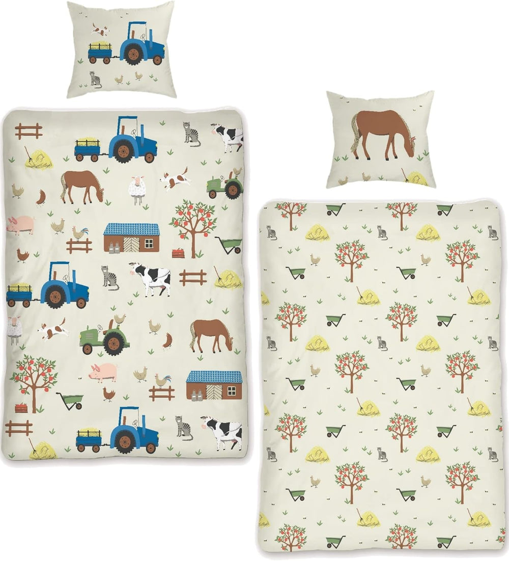 Skybrands Kinder Bettwäsche Tiere 135X200 Bauernhof Kinderbettwäsche Bagger Traktor Baumwolle Kinderbettwäsche 2Tgl. Für Jungen Und Mädchen Naty Shop Standardtitel