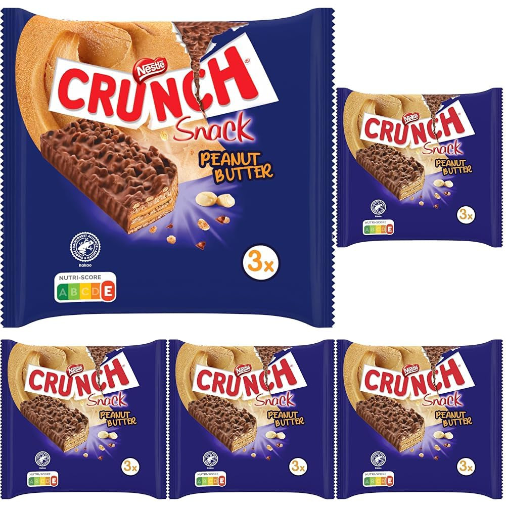 Nestlé Peanut Butter Bars Crunchy Peanut Butter Cereal Chocolate Bar 5 pakke (3 x 31 g hver)
